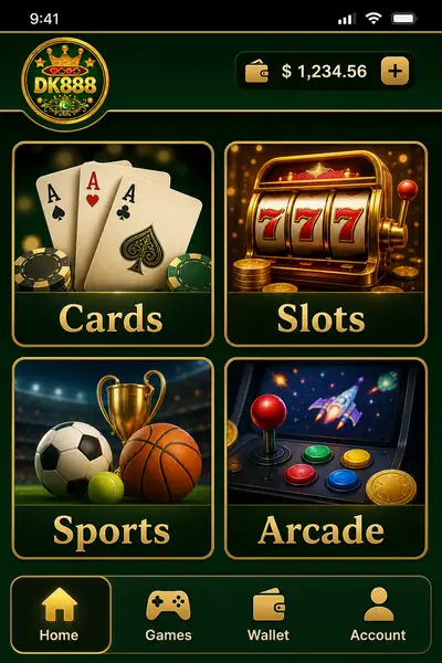 Dk888 home lobby preview on a mobile phone